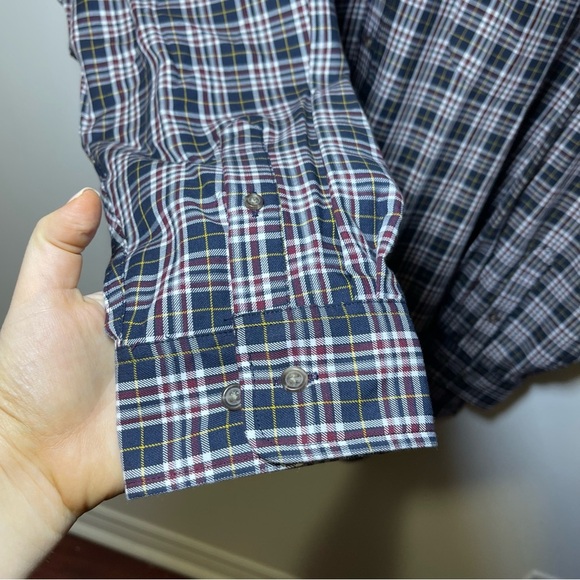 NWT Vieylla Men Navy plaid wool cotton blend long sleeve button down shirt in 3X - Picture 6 of 9